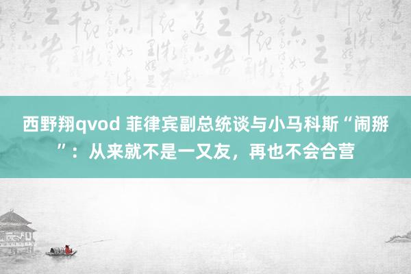 西野翔qvod 菲律宾副总统谈与小马科斯“闹掰”：从来就不是一又友，再也不会合营