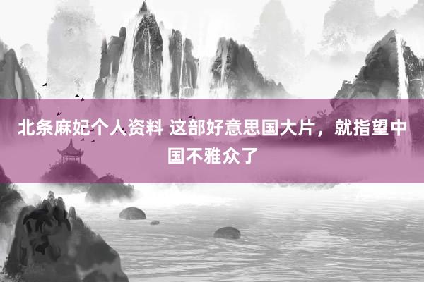 北条麻妃个人资料 这部好意思国大片，就指望中国不雅众了