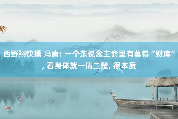 西野翔快播 冯唐: 一个东说念主命里有莫得“财库”， 看身体就一清二楚， 很本质