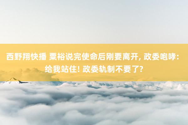 西野翔快播 粟裕说完使命后刚要离开， 政委咆哮: 给我站住! 政委轨制不要了?