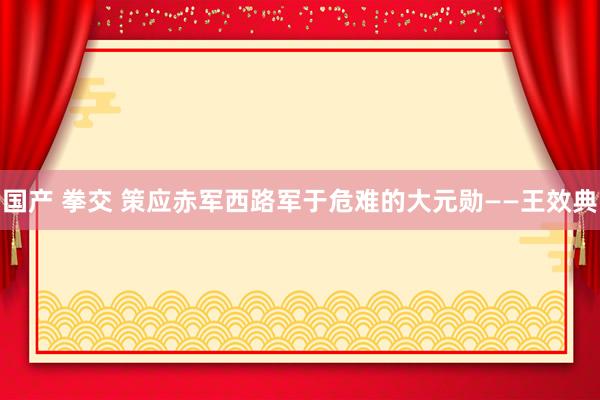 国产 拳交 策应赤军西路军于危难的大元勋——王效典